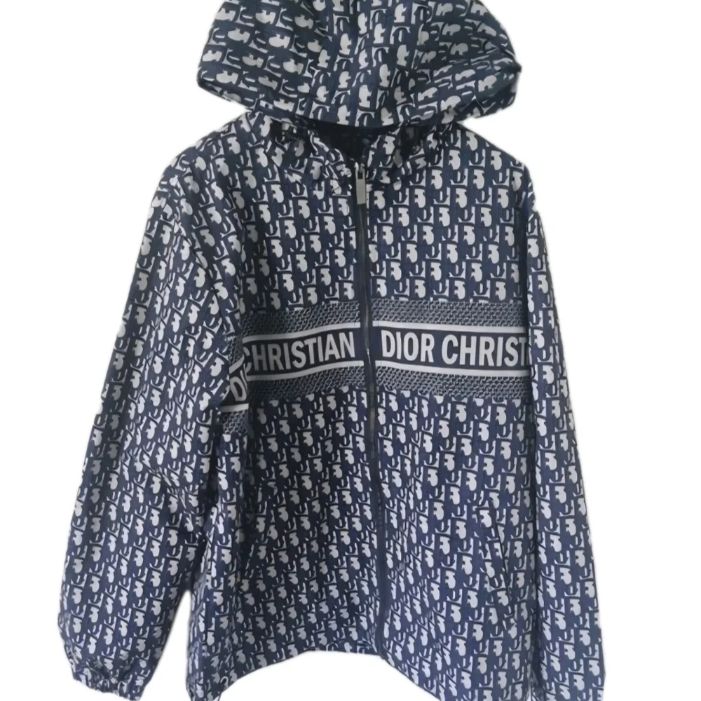 Dior Boutique Blue Monogram Hooded Windbreaker Jacket Men's Size XXL - Picture 1 of 11